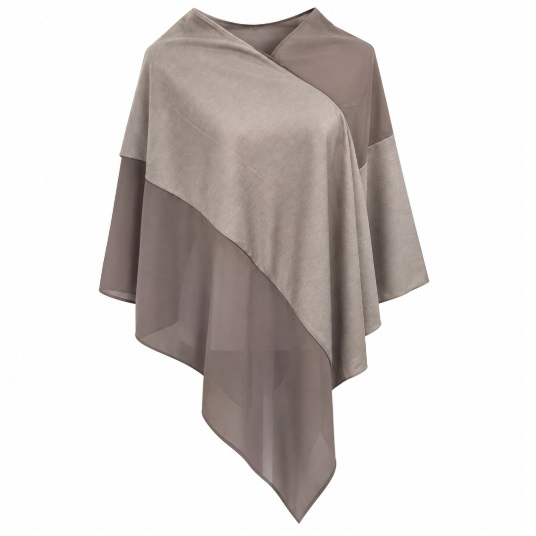 Poncho Shawl Wrap Two Tone Chiffon Cape - Image 2