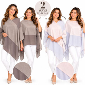 Poncho Shawl Wrap Two Tone Chiffon Cape