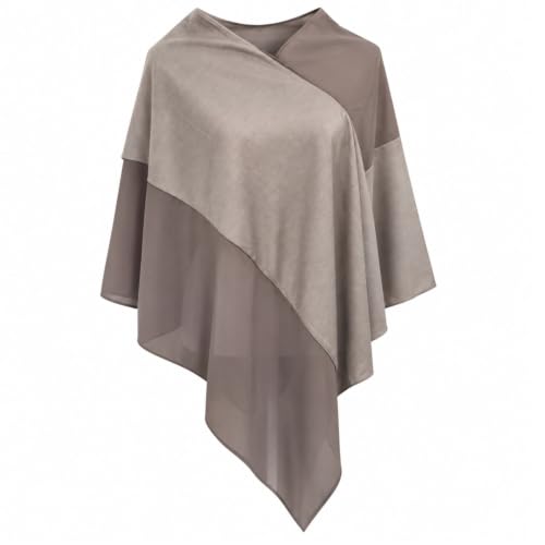 Poncho Shawl Wrap Two Tone Chiffon Cape - Image 6