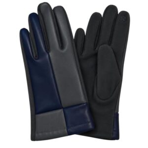 Two Tone Faux Leather Gloves  Soft Lined Winter Gloves