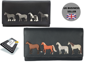 Leather Horse Equestrian Purse Grey