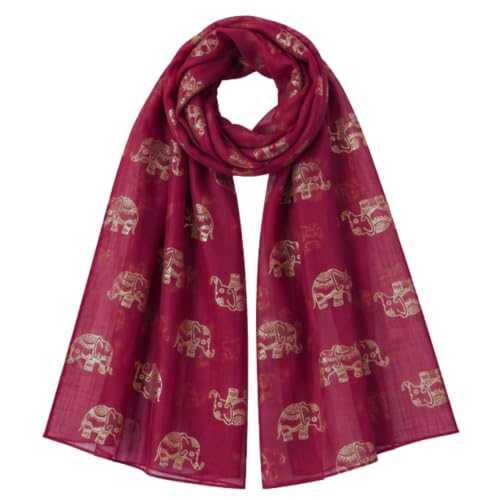 Lightweight Elephant Print Scarf Gold Foil Design - Image 3
