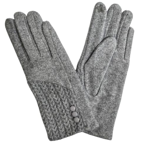Cashmere Blend Gloves With Button Detailing - Image 4