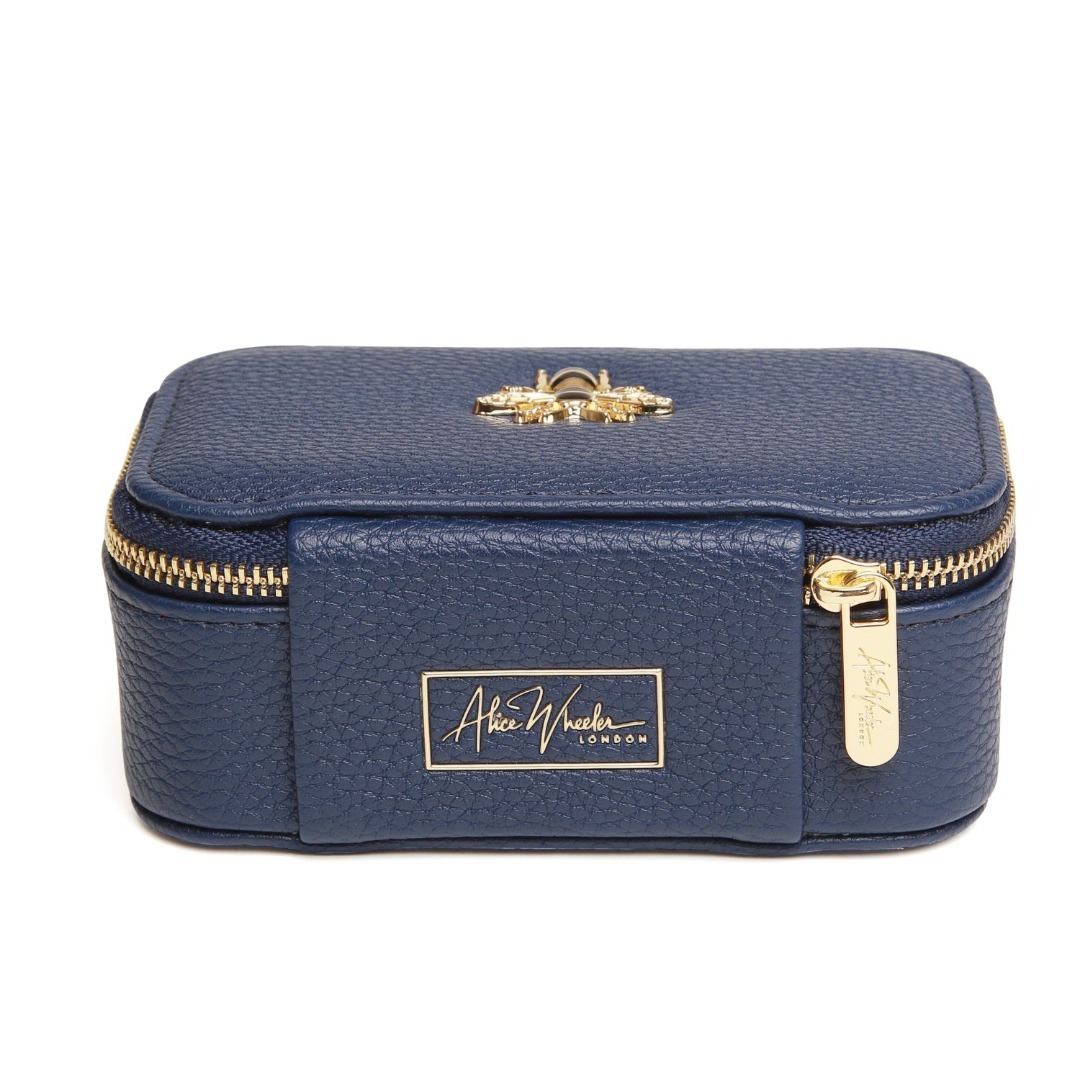 Alice Wheeler Travel Jewellery Small Box Organiser with Mirror, Gold Bee Detail, 13 x 8 x 6 cm - Image 7