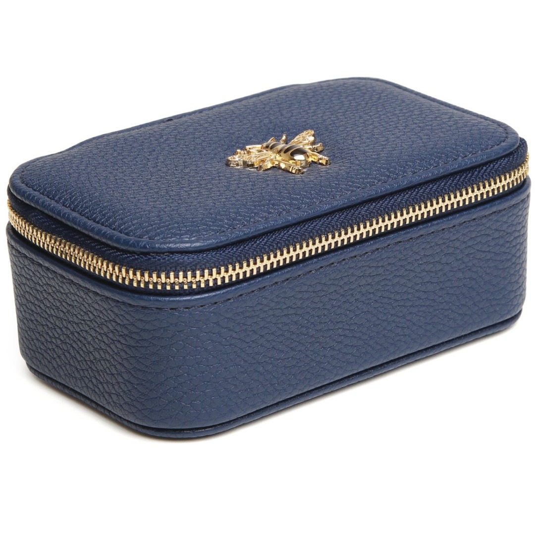 Alice Wheeler Travel Jewellery Small Box Organiser with Mirror, Gold Bee Detail, 13 x 8 x 6 cm - Image 9