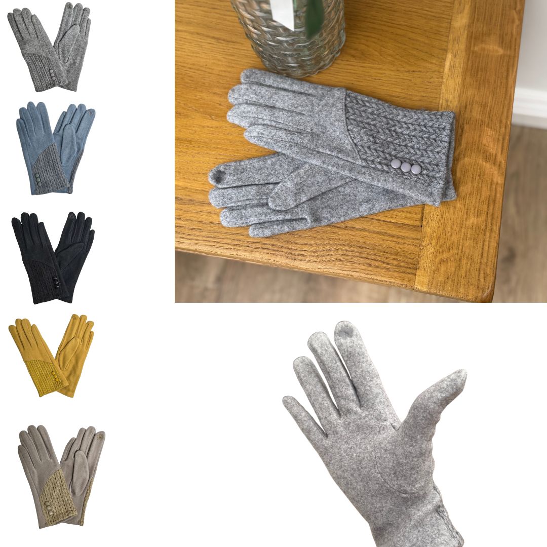 Cashmere Blend Gloves With Button Detailing - Image 3