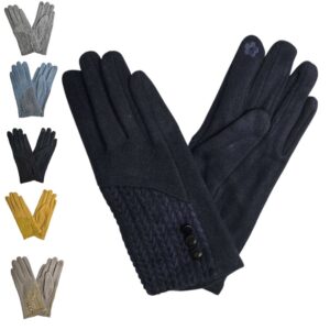 Cashmere Blend Gloves With Button Detailing