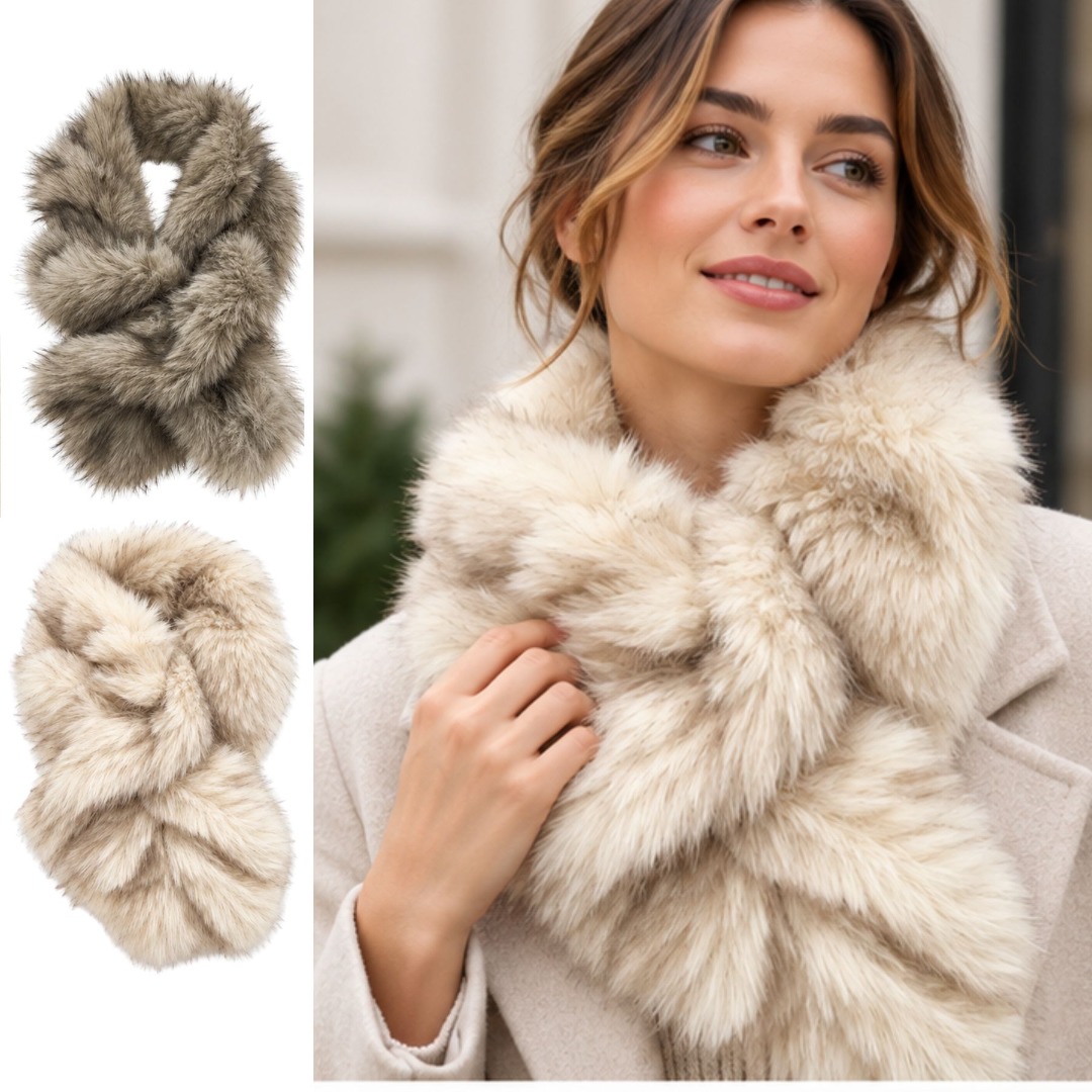 Luxury Faux Fur Scarf Stole Soft Fluffy Winter Neck Warmer