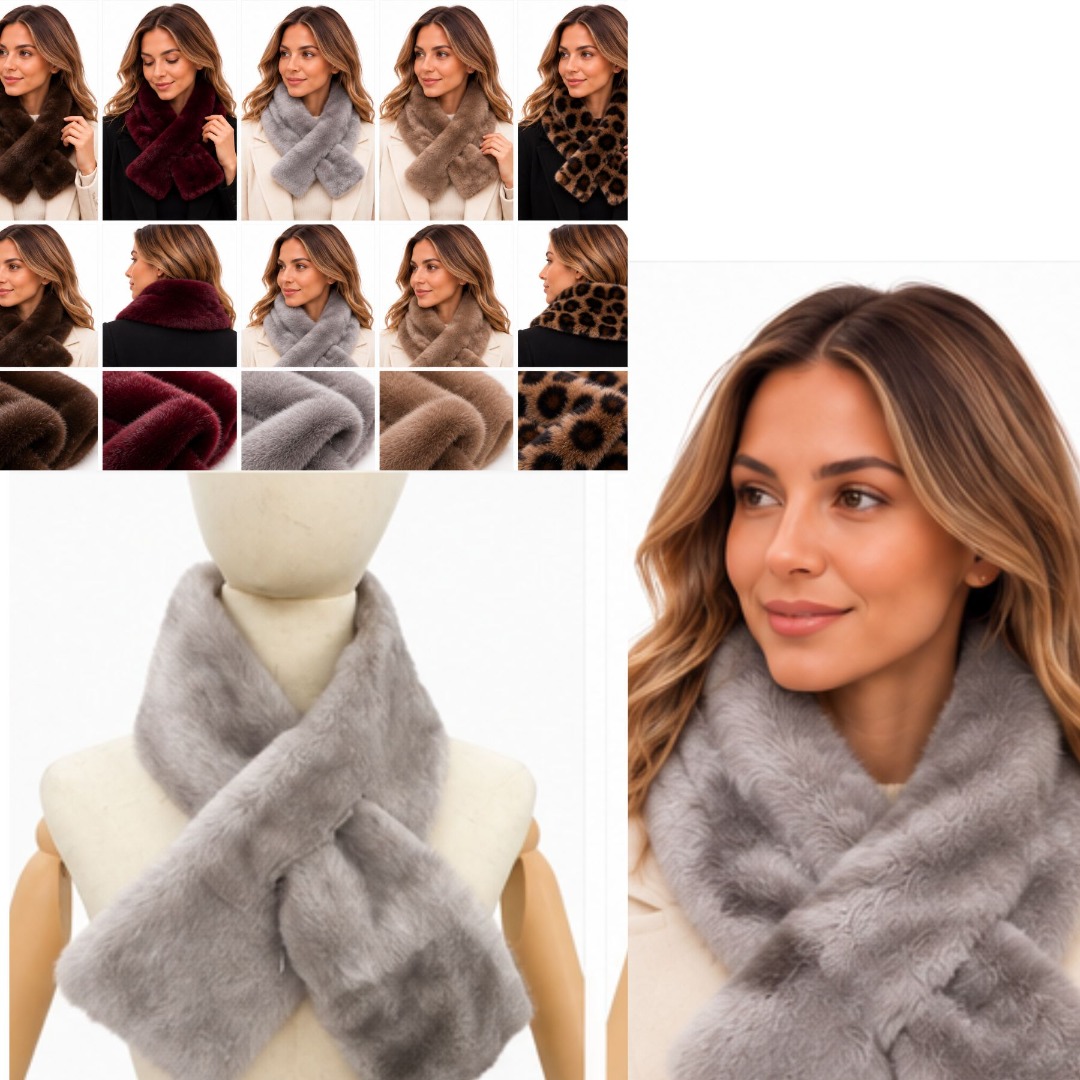 Faux Fur Pull Through Scarf Winter Neck Warmer