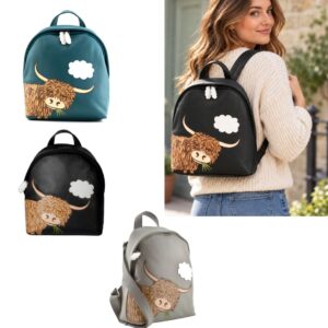 Highland Cow Leather Backpack